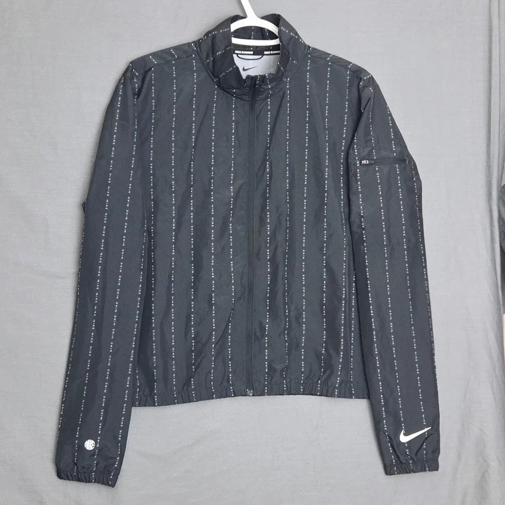 Nike Dri-FIT Icon Clash Pinstripe Running Jacket Black White Women's M